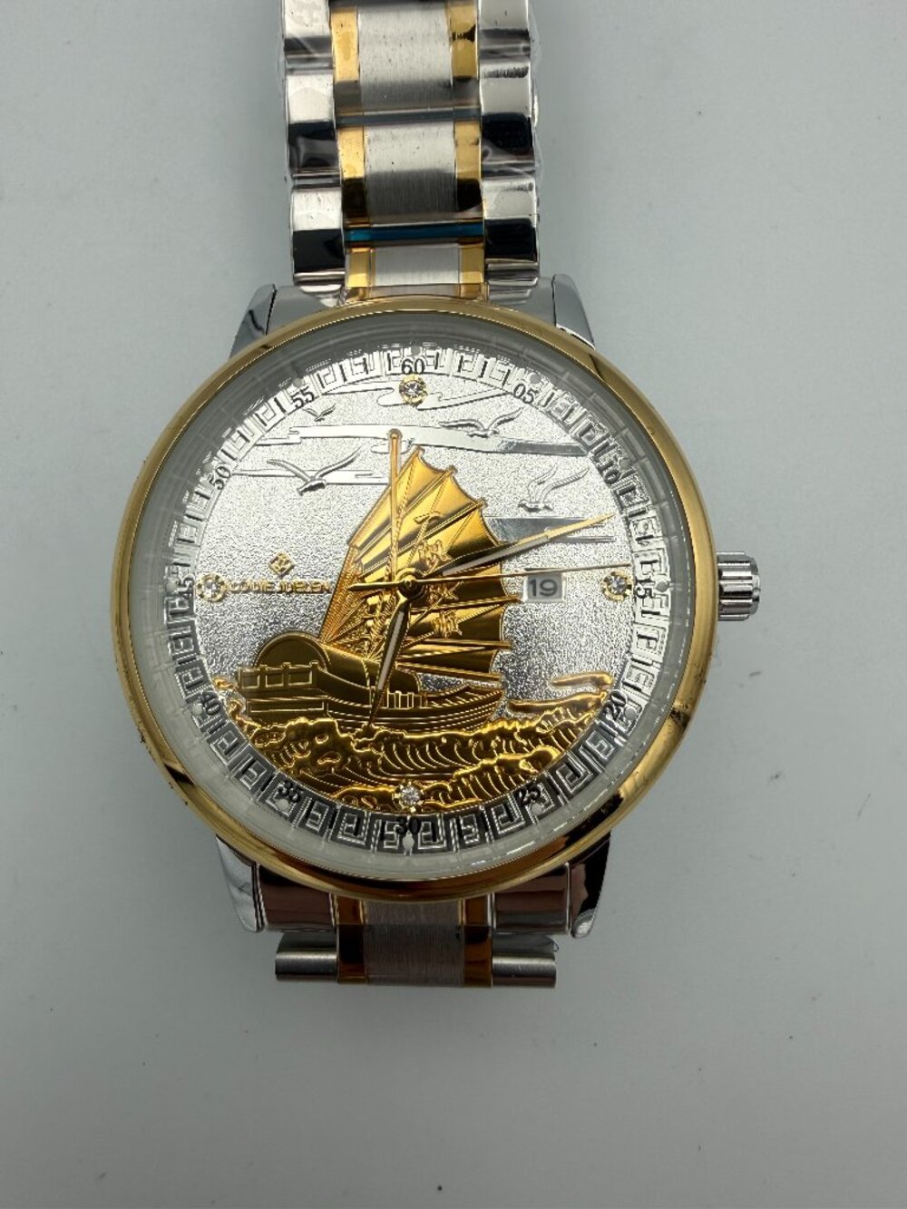LOUIE JUELEN B-series Two-Tone Quartz Sailboat Watch NIB